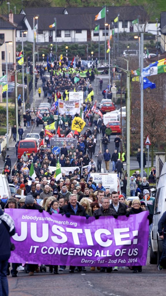 Photograph of The Bloody Sunday march for Justice 2014 coming up Westland Street.