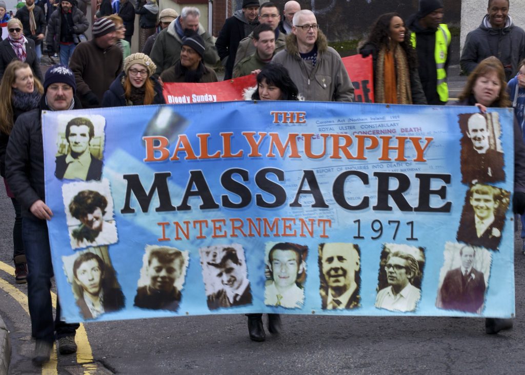 Photograph of Ballymurphy Banner, Bloody Sunday march for Justice 2014.