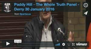 Paddy Hill of the Birmingham Six speaking on the Bloody Sunday 2016 The Whole Truth Panel, Derry